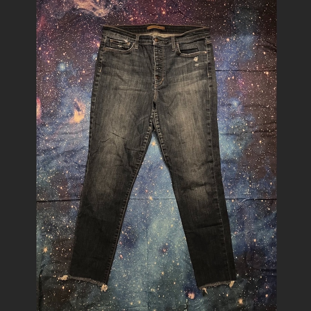 Joe's Jeans High Rise Skinny Ankle La Brea Raw Hem Button Fly Jeans